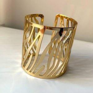 Gold tone adjustable cuff bracelet